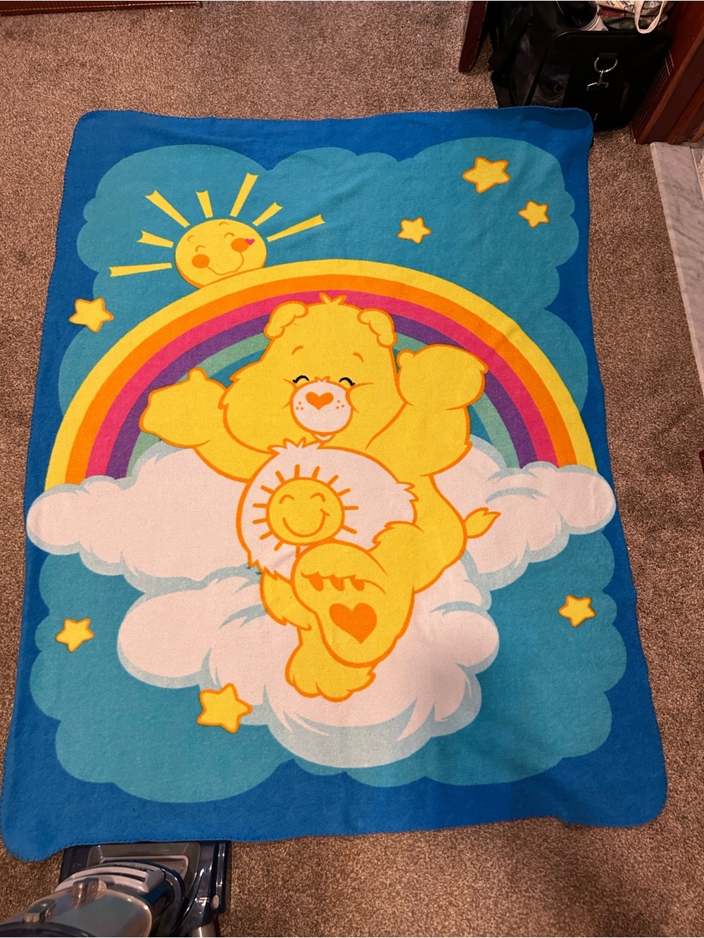 Vintage 2000s sunshine carebear blanket y2k